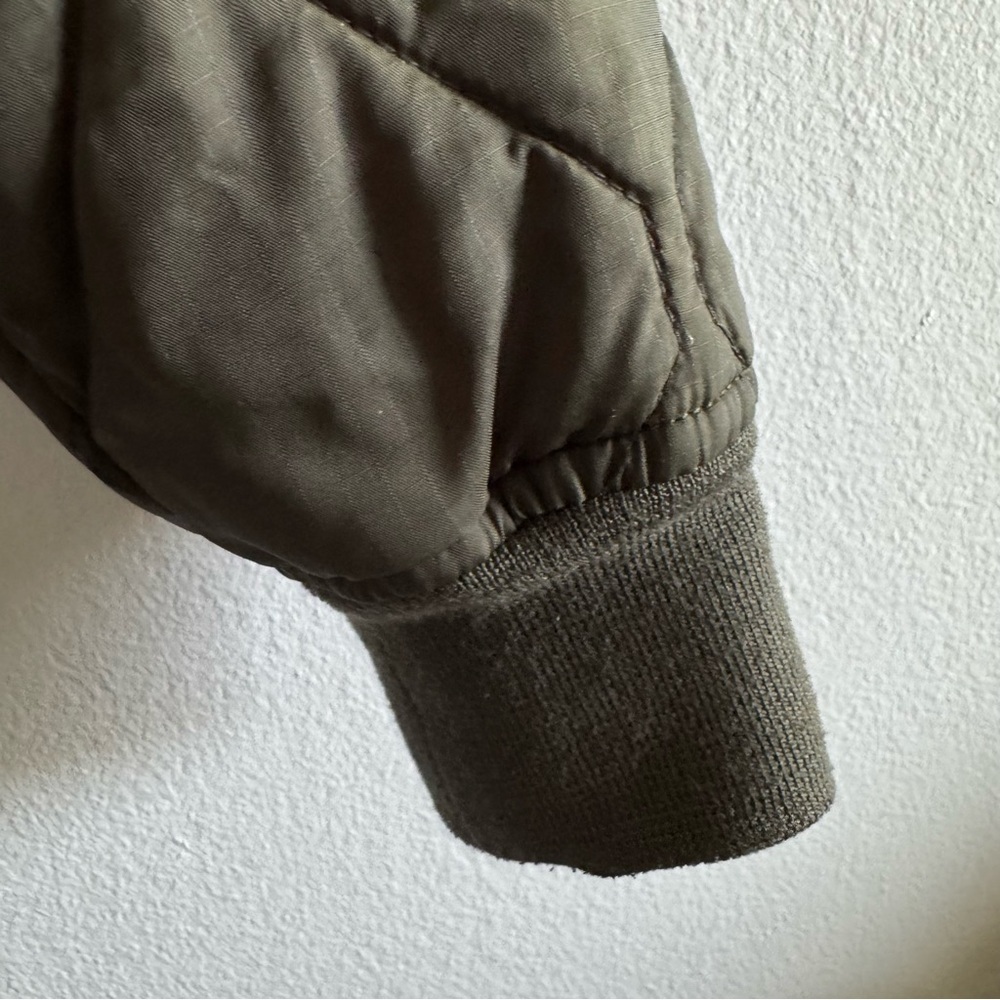 Stussy Men's Quilted Military Bomber Full Zip Up Jacket Olive Green size Large - Picture 7 of 10